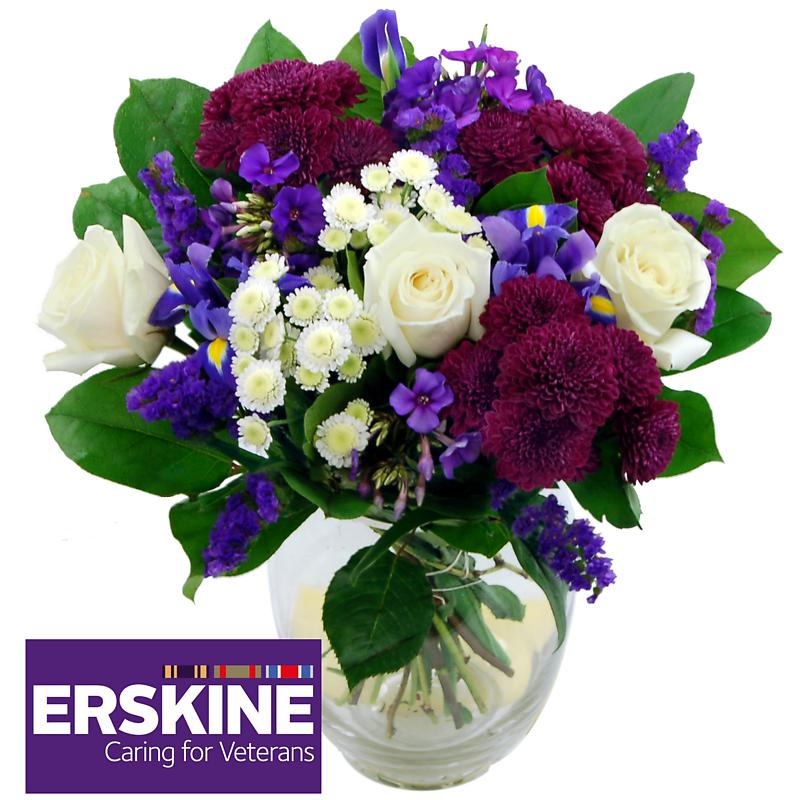 erskine bouquet - white roses and iris flowers